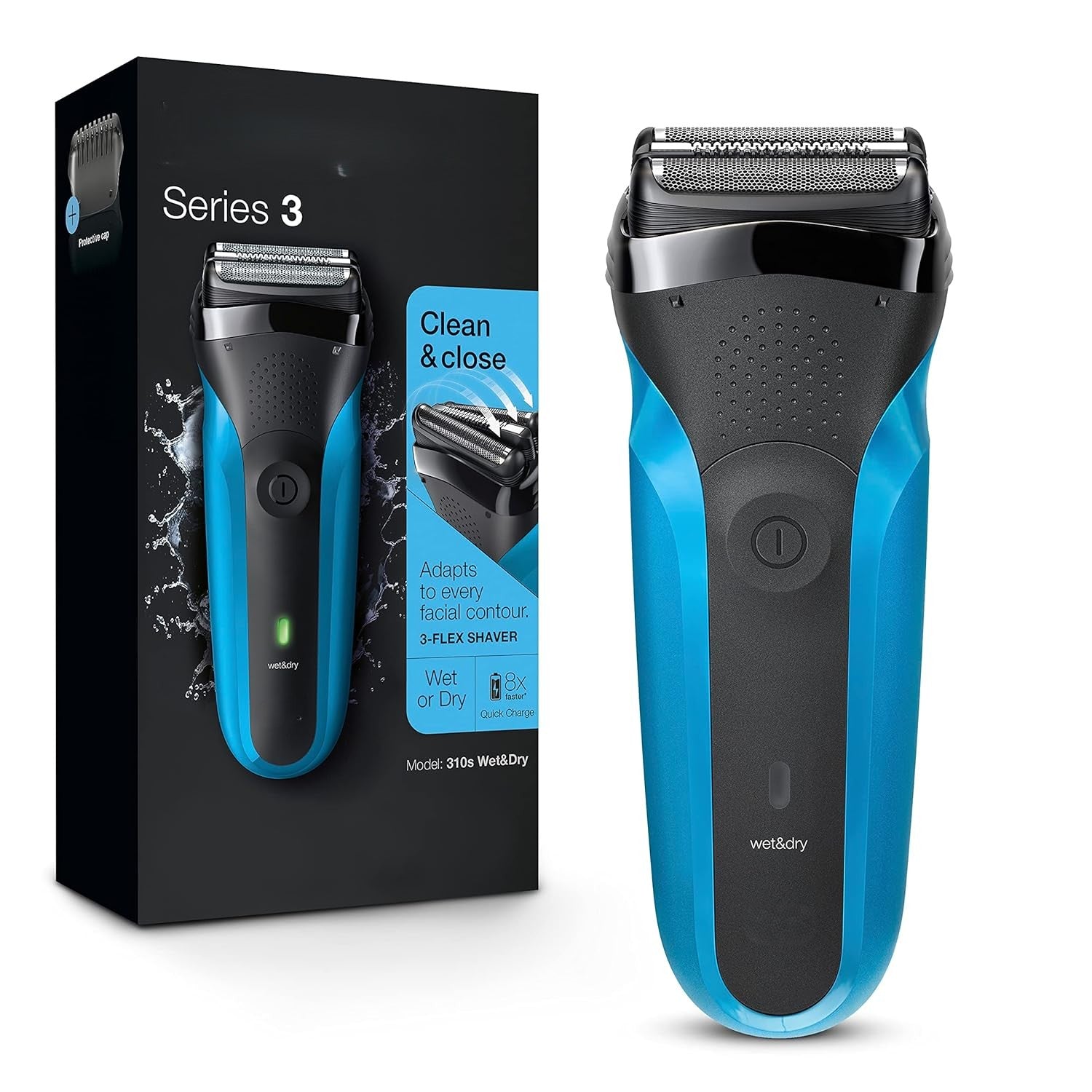 Wet & Dry Electric Shaver for Men/Rechargeable Electric Razor, Blue