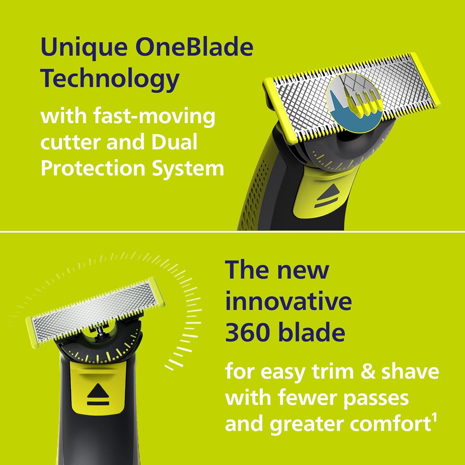 360 Hybrid Face, Electric Beard Trimmer and Shaver, with 360 Technology, 1x 360 for Face, 5in1 Adjustable Comb