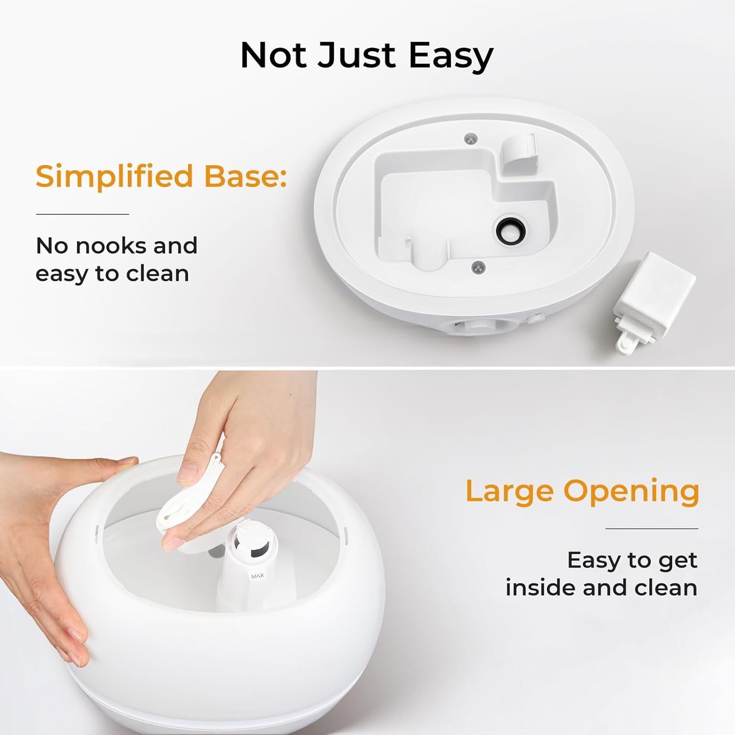 3L Cool Mist Humidifier, Ultra Quiet 20dB for Bedroom, Baby & Office, Top Fill Air Humidifier for Home Office & Indoor Plants, 30H Runtime, Essential Oil Tray, Night Light, BPA-Free, White